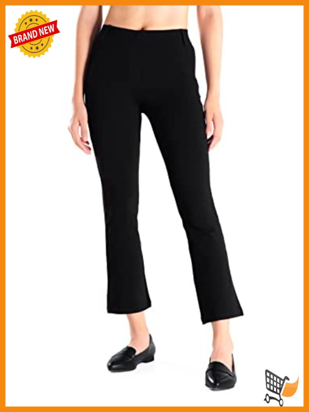 Kick Flare Cropped Yoga Dress Pants for Work, Pull-On, Wrinkle-Resistant